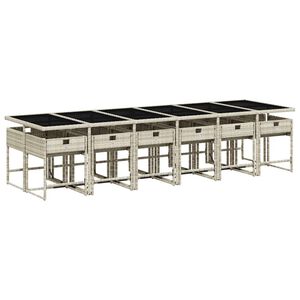 vidaXL Ensemble &agrave; manger de jardin et coussins 13 pcs gris clair rotin