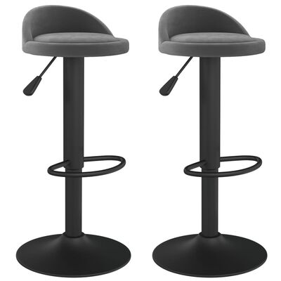 vidaXL Tabourets de bar lot de 2 gris foncé velours