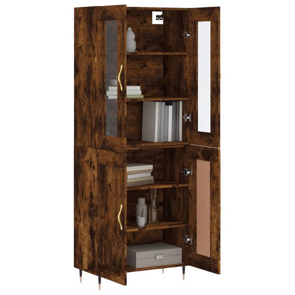 vidaXL Buffet haut Ch&ecirc;ne fum&eacute; 69,5x34x180 cm Bois d'ing&eacute;nierie