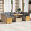 vidaXL Salon de jardin avec coussins 10pcs beige r&eacute;sine tress&eacute;e acacia