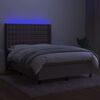 vidaXL Sommier &agrave; lattes de lit matelas et LED Taupe 140x190 cm Tissu