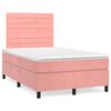vidaXL Sommier &agrave; lattes de lit et matelas LED rose 120x190 cm velours