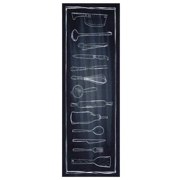 vidaXL Tapis de Cuisine Noir 180 x 60 cm Velours