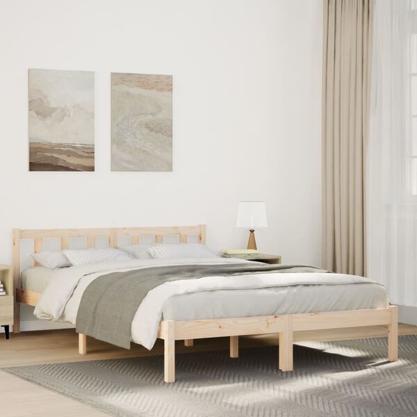 vidaXL Cadre de lit extra long sans matelas 140x210 cm bois massif pin