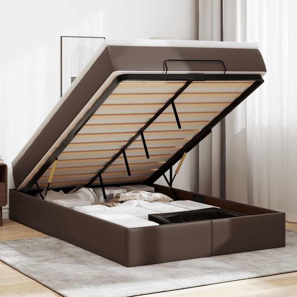 VidaXL Cadre de lit ottoman avec matelas marron 120x200 cm similicuir