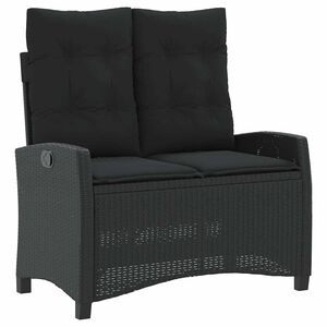 vidaXL Banc inclinable de jardin avec coussins noir r&eacute;sine tress&eacute;e