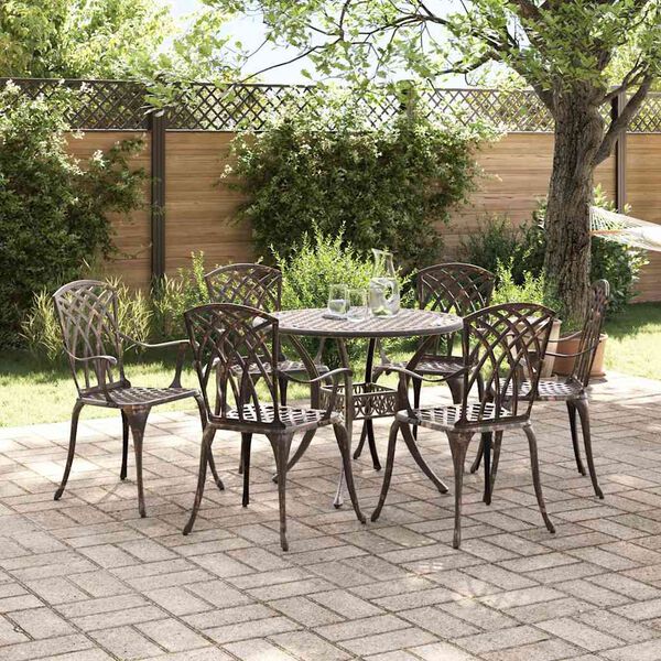 vidaXL Ensemble de salle &agrave; manger pour jardin 7 pcs Bronze Aluminium