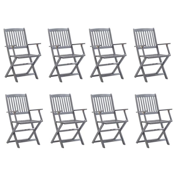 vidaXL Chaises pliables d'ext&eacute;rieur lot de 8 et coussins Bois d'acacia