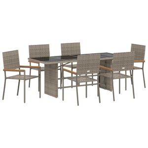 vidaXL Ensemble de salle &agrave; manger pour jardin 7 pcs Gris polyrotin