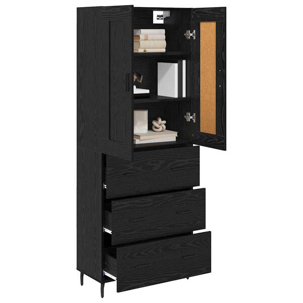 vidaXL Haut Armoire avec tiroir 2 pcs Ch&ecirc;ne noir Bois d'ing&eacute;nierie