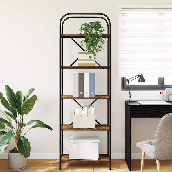 vidaXL &Eacute;tag&egrave;re Ch&ecirc;ne fum&eacute; 60 x 30 x 183 cm Bois d'ing&eacute;nierie