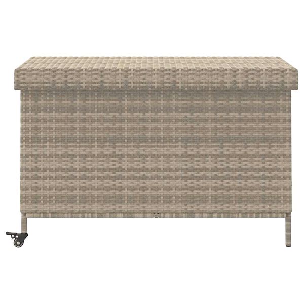 vidaXL Boîte de rangement de jardin et roues gris clair résine tressée