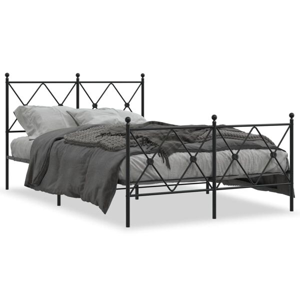 vidaXL Cadre de lit métal sans matelas avec pied de lit noir 120x190cm