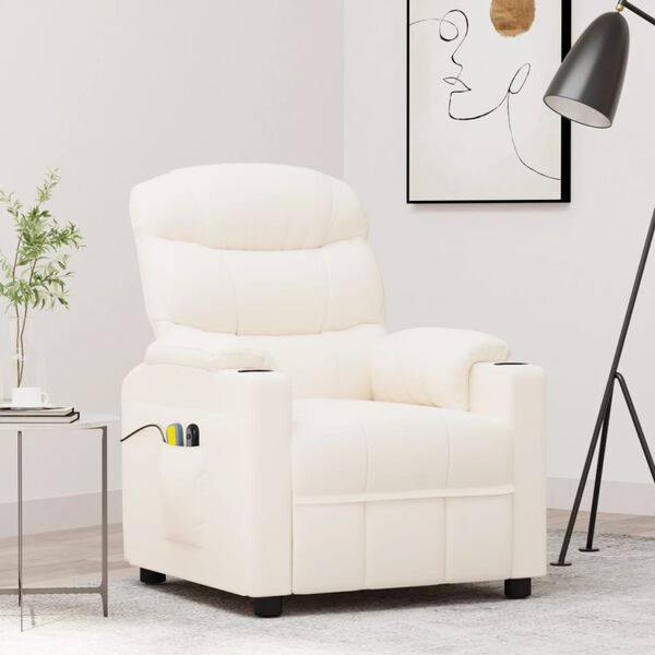 vidaXL Fauteuil de massage Cr&egrave;me Similicuir