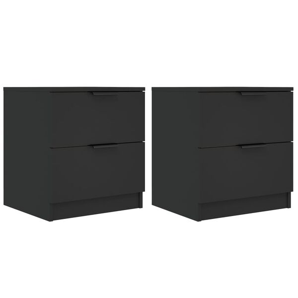 vidaXL Tables de chevet 2 pcs Noir Bois d'ingénierie