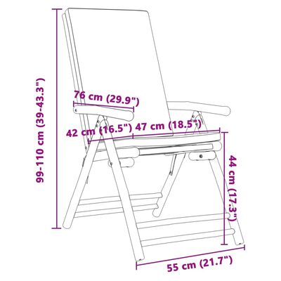 vidaXL Chaises de bistro pliantes lot de 4 et coussins blanc crème