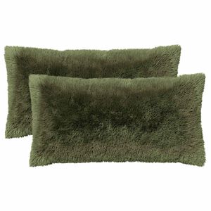 vidaXL Coussin avec oreiller HEERLEN 2 pi&egrave;ces Vert Fleece PV