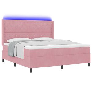 vidaXL Lit &agrave; ressorts avec matelas avec LED Rose 180 x 200 cm Velours