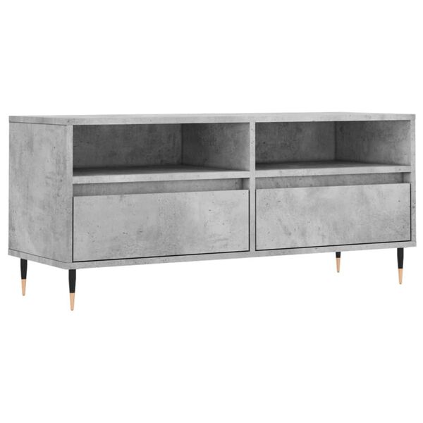 vidaXL Meuble TV gris b&eacute;ton 100x34,5x44,5 cm bois d'ing&eacute;nierie