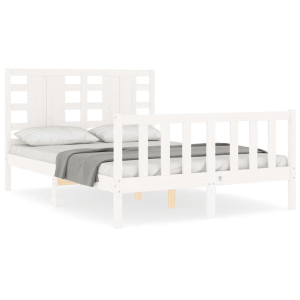 vidaXL Cadre de lit sans matelas blanc bois de pin massif