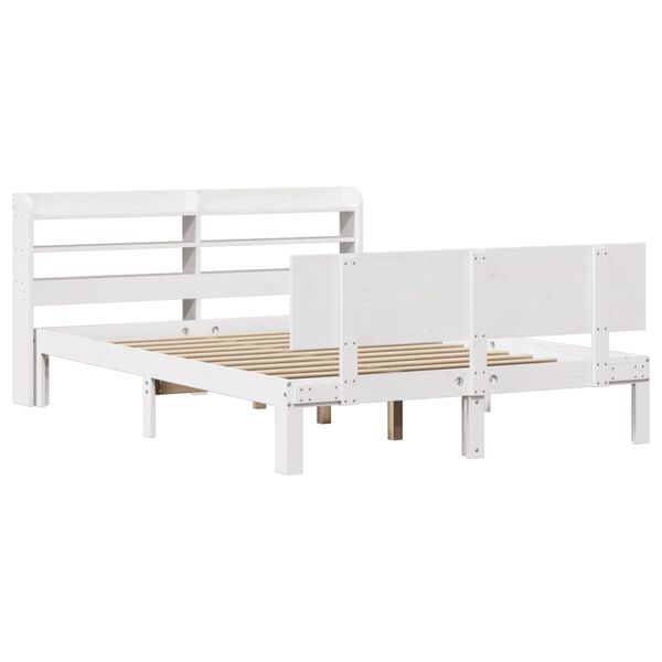 vidaXL Cadre de lit et t&ecirc;te de lit sans matelas blanc 135x190 cm