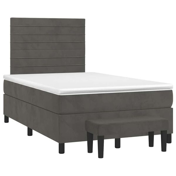 vidaXL Sommier &agrave; lattes de lit et matelas gris fonc&eacute; 120x190cm velours