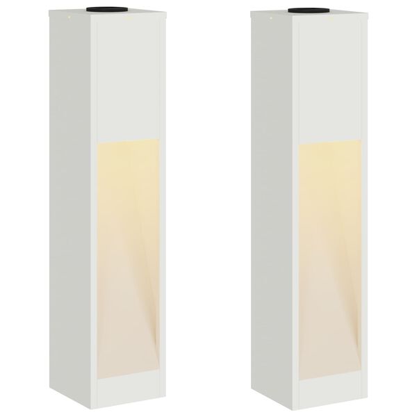 vidaXL Lumi&egrave;re de Chemin LED Solaire 2 pcs Blanc Acier lamin&eacute; &agrave; froid