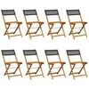 vidaXL Chaises de jardin pliantes lot de 8 noir poly rotin bois massif