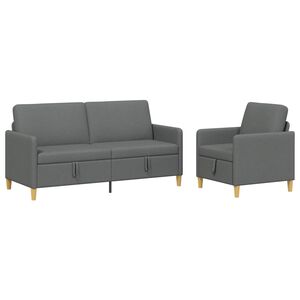 vidaXL Canap&eacute; avec rangement 2 pc Gris fonc&eacute; Polyester