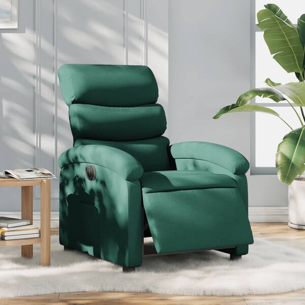 vidaXL Fauteuil inclinable &eacute;lectrique Vert fonc&eacute; Tissu