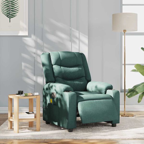 vidaXL Fauteuil de massage inclinable &eacute;lectrique Vert fonc&eacute; Tissu