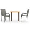 vidaXL Ensemble &agrave; manger de jardin 3 pcs R&eacute;sine tress&eacute;e Gris