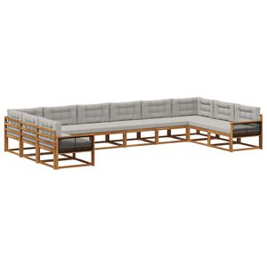 vidaXL Ensemble de canap&eacute;s d'ext&eacute;rieur 10 pc Naturel et gris clair