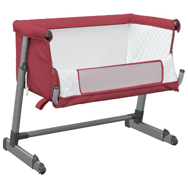 vidaXL Lit pour bébé avec matelas Rouge Tissu de lin