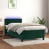 vidaXL Sommier &agrave; lattes de lit et matelas et LED Vert fonc&eacute; 80x200cm