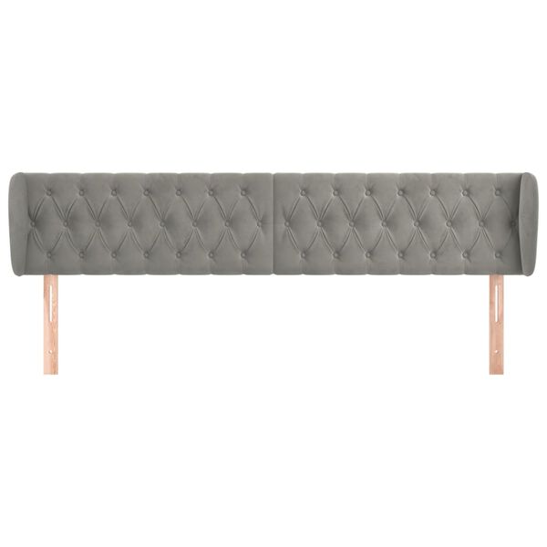 vidaXL Tête de lit avec oreilles Gris clair 183x23x78/88 cm Velours