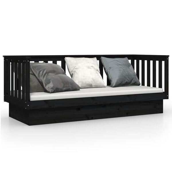 vidaXL Lit de jour sans matelas noir 90x190 cm bois de pin massif