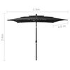 vidaXL Parasol de jardin &agrave; 3 niveaux avec m&acirc;t en aluminium noir