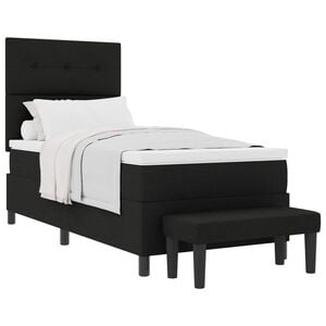 vidaXL Lit &agrave; ressorts avec t&ecirc;te de lit Noir 80 x 200 cm tissu