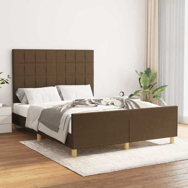 vidaXL Cadre de lit sans matelas marron fonc&eacute; 140x190 cm tissu