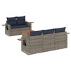vidaXL Ensemble de canap&eacute; de jardin 6 pcs avec coussins gris r&eacute;sine tress&eacute;e