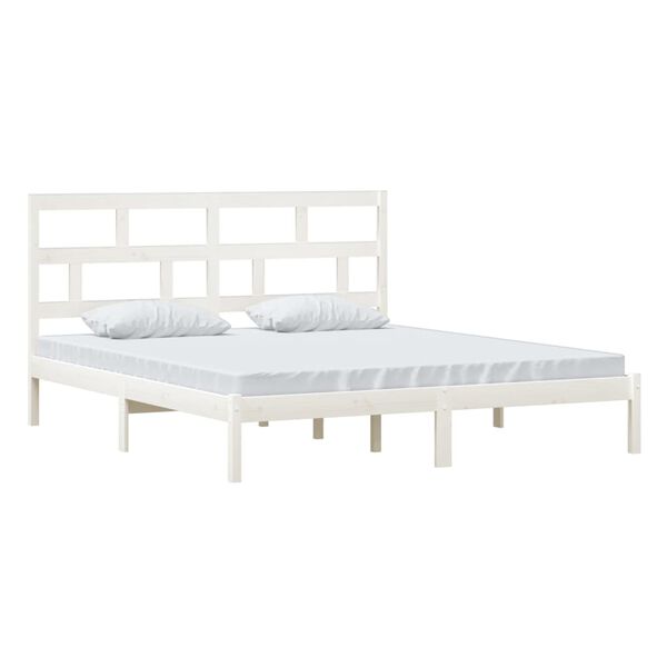 vidaXL Cadre de lit sans matelas blanc bois massif