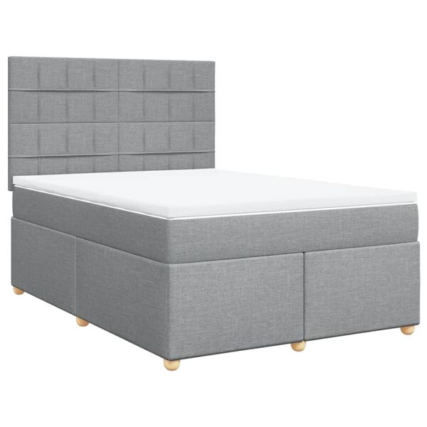 vidaXL Sommier &agrave; lattes de lit avec matelas Gris clair 140x190cm Tissu