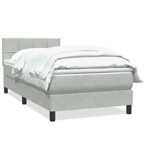vidaXL Sommier &agrave; lattes de lit et matelas gris clair 90x220 cm velours