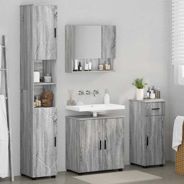 vidaXL Ensemble de mobilier de salle de bain 4 pcs Gris Sonoma