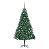 vidaXL Arbre de No&euml;l artificiel pr&eacute;-&eacute;clair&eacute; et boules vert 210 cm PVC