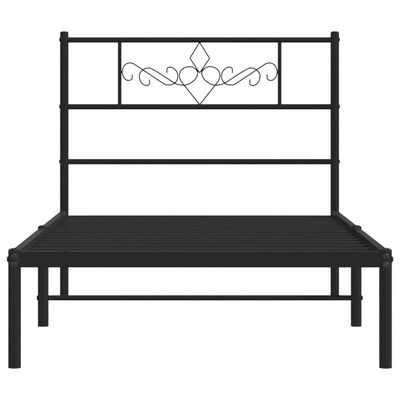 vidaXL Cadre de lit métal sans matelas avec tête de lit noir 100x200cm