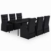 vidaXL Ensemble &agrave; manger de jardin avec coussins 7 pcs Noir