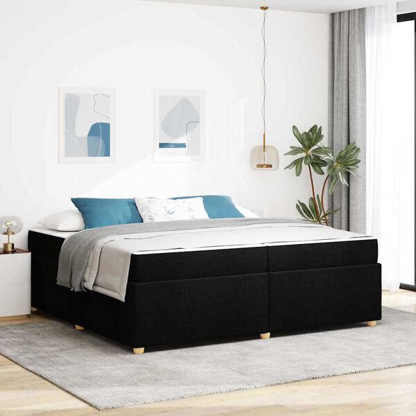 vidaXL Cadre de lit avec matelas Noir 200 x 200 cm tissu