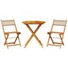 vidaXL Ensemble de bistro 3 pcs beige r&eacute;sine tress&eacute;e et bois massif